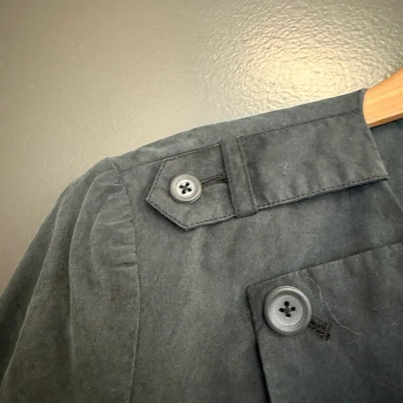 GO BY GO SILK size 6 EUC washable lux Blazer with Military Flair Dark Gray/black - Picture 9 of 14